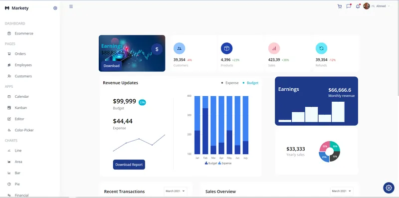 Markety React Dashboard